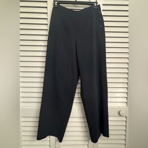 Talbots Navy Wide-Leg Dress Pants with Side Button Detail